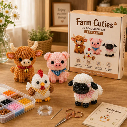 🧵From Tiny Beads to “I Made This!” — Create 4 Adorable 3D Animals at Home
