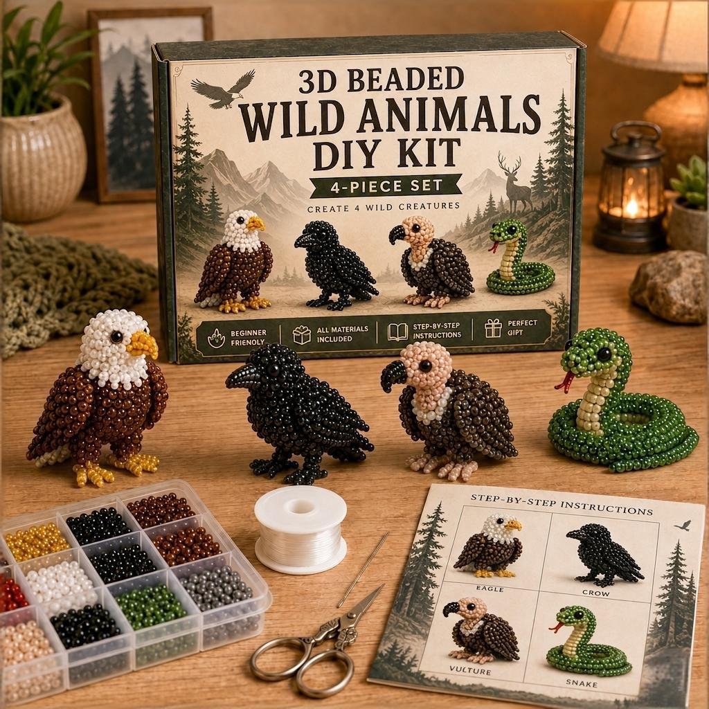 🧵From Tiny Beads to “I Made This!” — Create 4 Adorable 3D Animals at Home