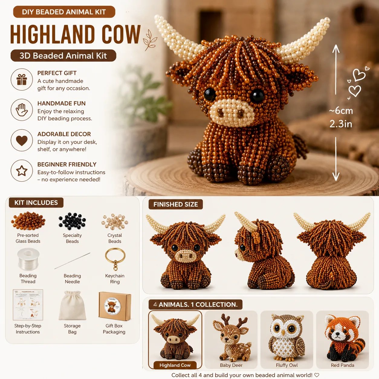 🧵From Tiny Beads to “I Made This!” — Create 4 Adorable 3D Animals at Home
