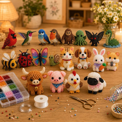 🧵From Tiny Beads to “I Made This!” — Create 4 Adorable 3D Animals at Home