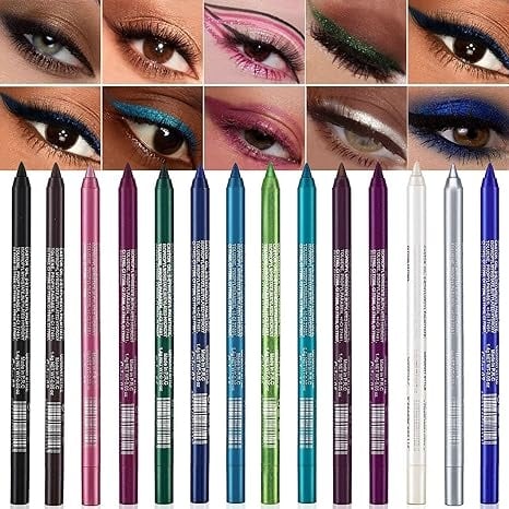 6-Pack Eyeliner Pencil Waterproof Colored Paste Liners with Metallic & Shimmer Finishes Smudge-Proof
