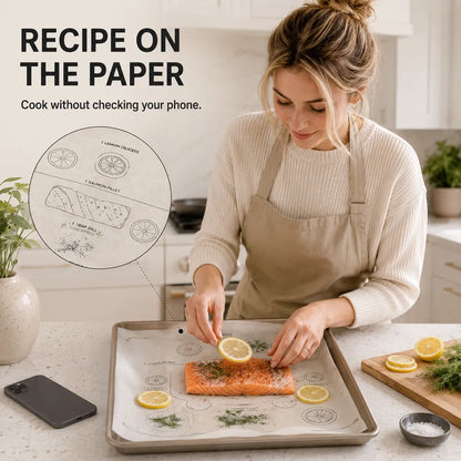 ⏳ Last Day 50% OFF | 🍳✅Recipe-Printed Baking Paper for Easy Oven Cooking