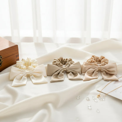 Vintage French Ribbon Bow Scrunchie