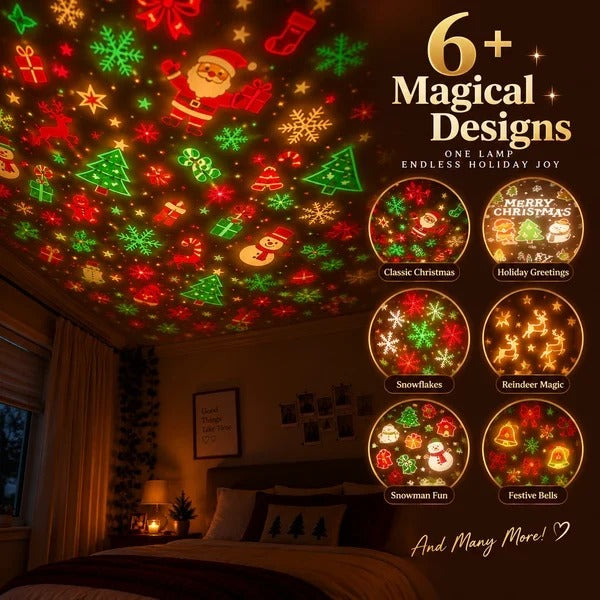 Multiple festive Christmas projection designs
