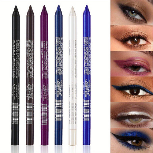 6-Pack Eyeliner Pencil Waterproof Colored Paste Liners with Metallic & Shimmer Finishes Smudge-Proof