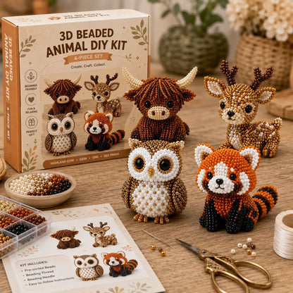 🧵From Tiny Beads to “I Made This!” — Create 4 Adorable 3D Animals at Home