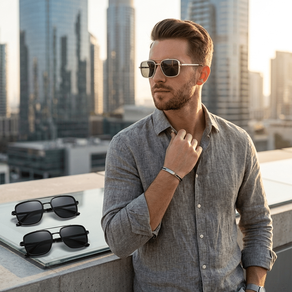 Polarized Geometric Aviator Sunglasses