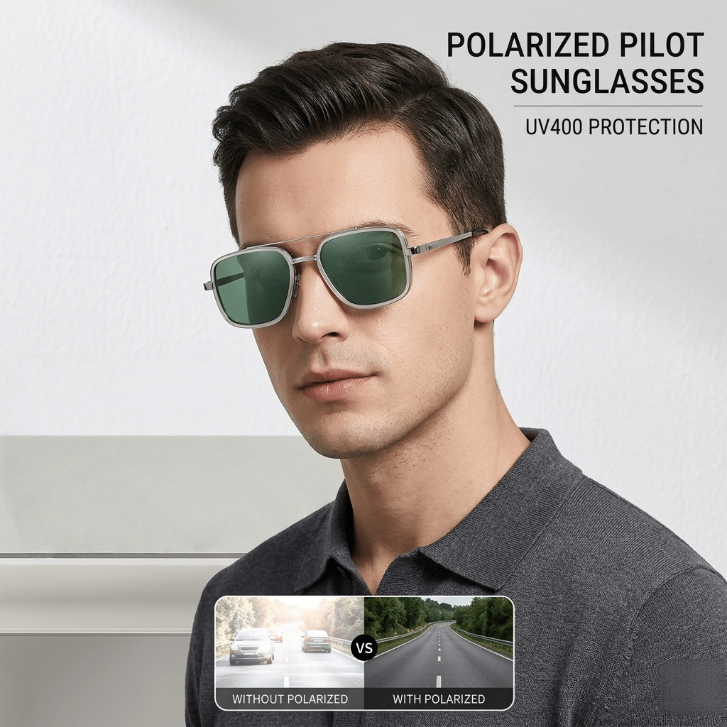 Polarized Geometric Aviator Sunglasses