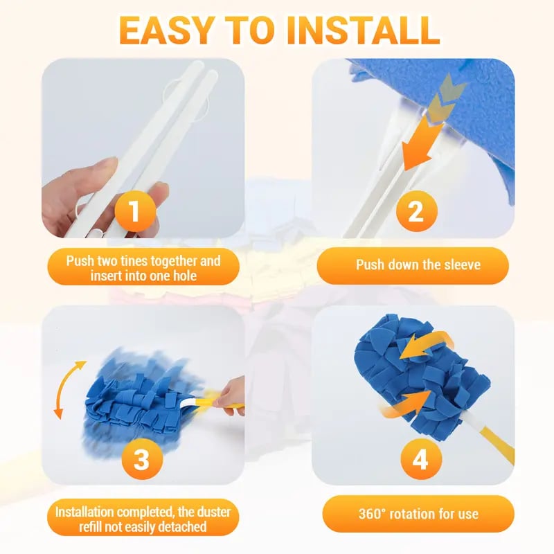 ✨The "Zero-Dust" 360° Electrostatic Wand (Washable & Reusable Kit)