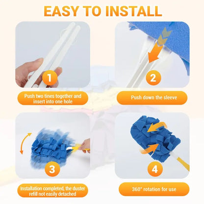 ✨The "Zero-Dust" 360° Electrostatic Wand (Washable & Reusable Kit)